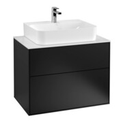 V&B Finion Meuble sous lavabo 80x60,3x50,1 cm, blanc mat, bleu mat avec éclairage mural