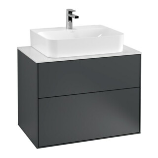V&B Finion Meuble sous lavabo 80x60,3x50,1cm, blanc mat, bleu moyen mat, laqué