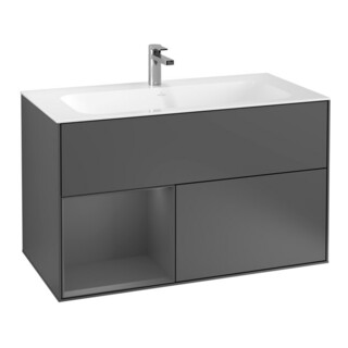 V&B Finion Meuble sous lavabo 99,6x59,1 cm, éclairage mural, anthracite m.
