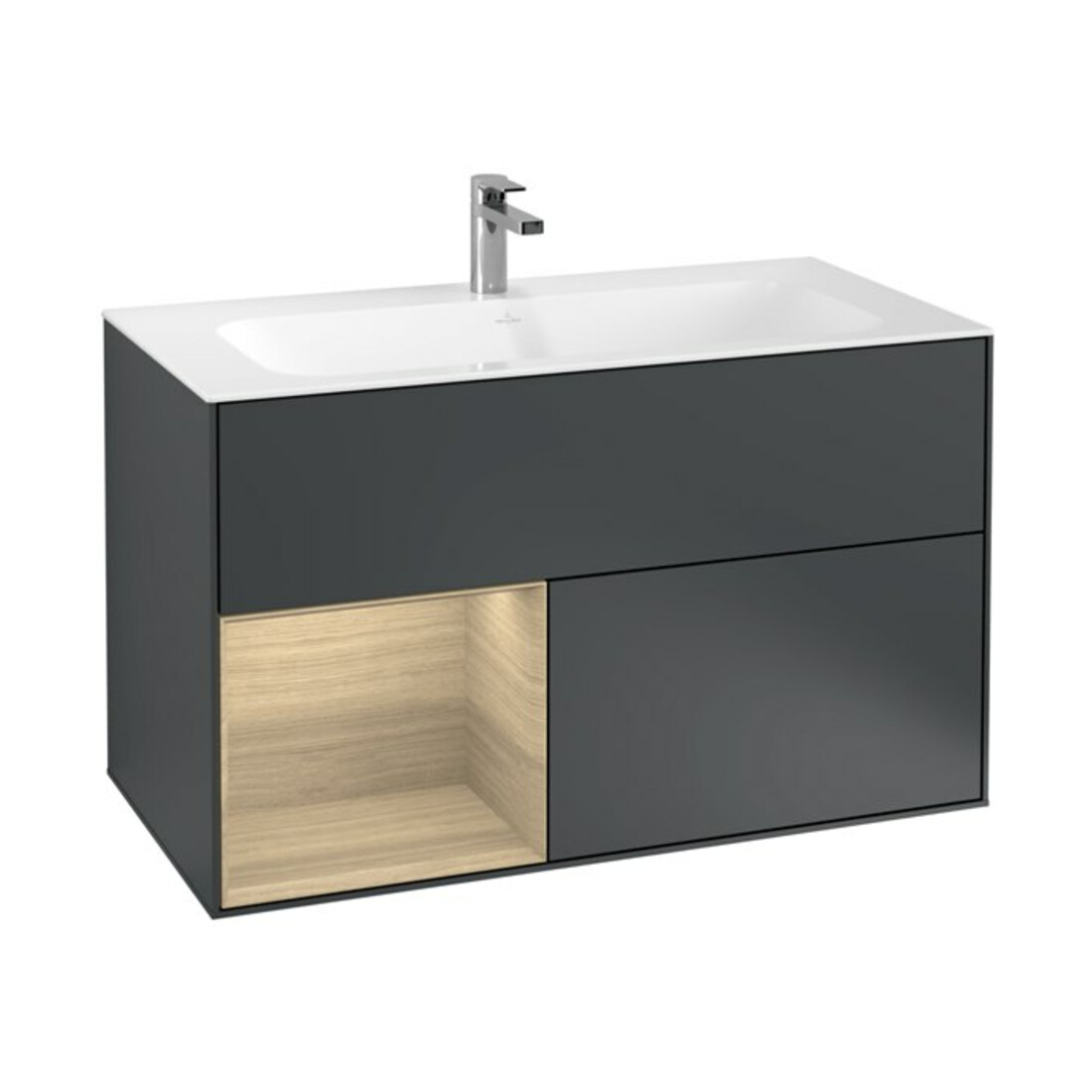 V&B Finion Meuble sous lavabo 99,6x59,1 cm, Éclairage mural, Reg gauche, md bl. m Lac