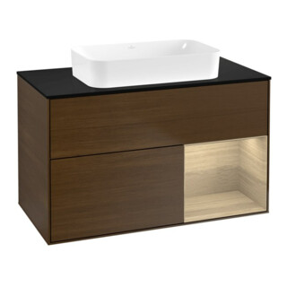V&B Finion Meuble sous lavabo avec éclairage mural 100x60,3 cm, placage noyer