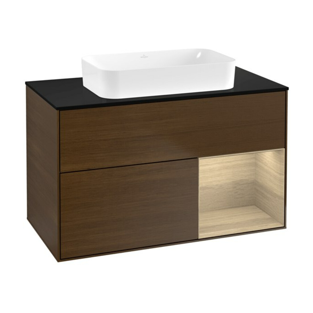 V&B Finion Meuble sous lavabo avec éclairage mural 100x60,3 cm, placage noyer
