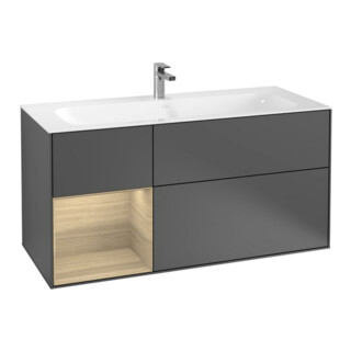 V&B Finion Meuble sous lavabo avec éclairage mural 119,6x59,1 cm, rég. gauche, anthracite m