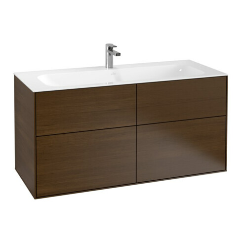 V&B Finion Meuble sous-lavabo avec éclairage mural 119,6x59,1x49,8cm, placage noyer