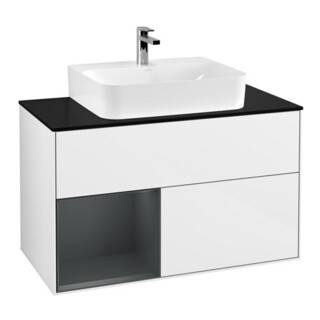 V&B Finion Meuble sous lavabo Éclairage mural 100, blanc brillant La