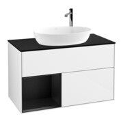 V&B Finion Meuble sous lavabo Éclairage mural 100, Pl b m, Reg bla m Lac, glo wh. Lac