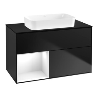 V&B Finion Meuble sous lavabo Éclairage mural 100x60,3 cm, blanc brillant Lac, bleu mat Lac