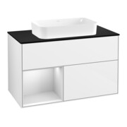 V&B Finion Meuble sous lavabo Éclairage mural 100x60,3 cm, blanc laqué brillant