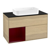 V&B Finion Meuble sous lavabo Éclairage mural 100x60,3 cm, étagère gauche Peony, placage chêne