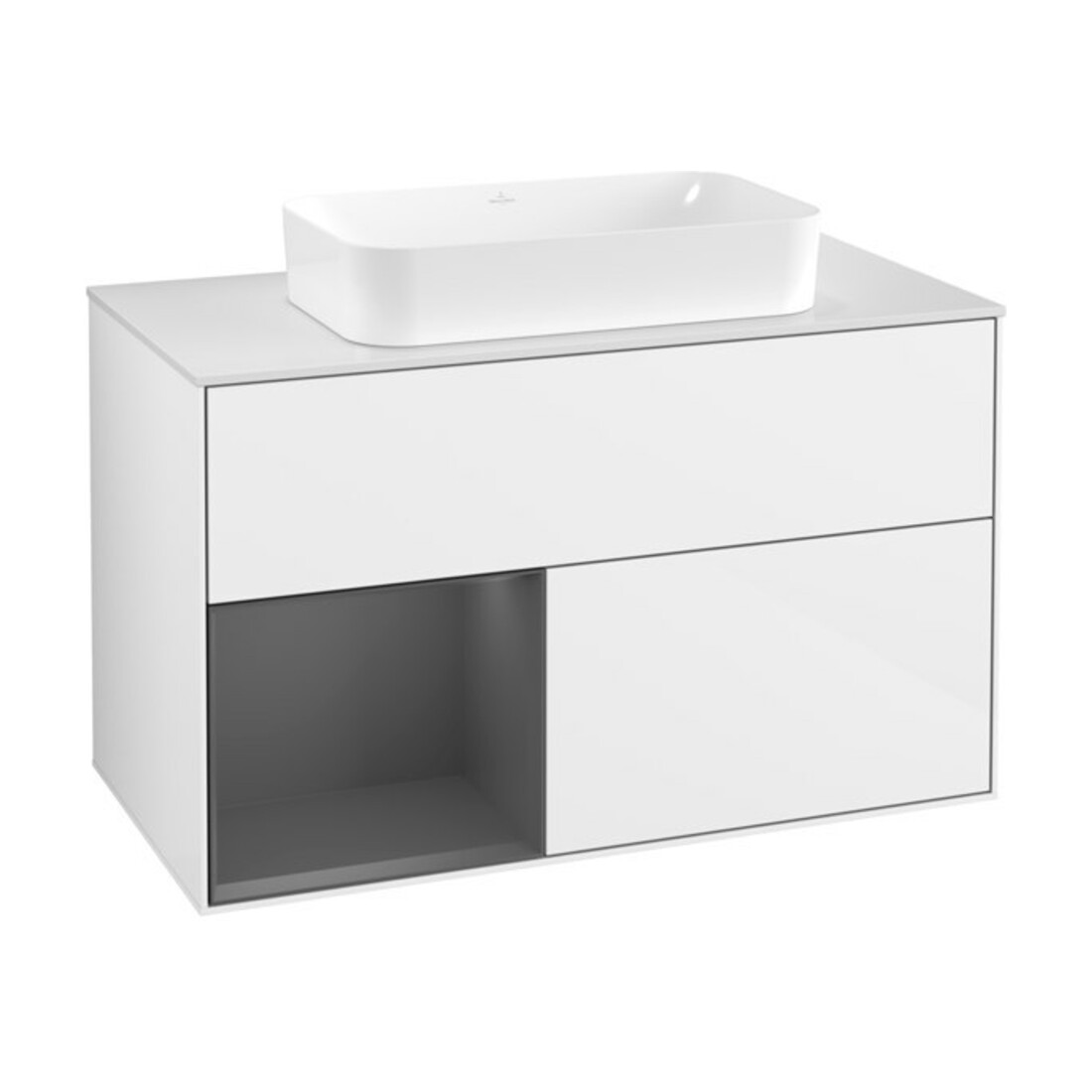 V&B Finion Meuble sous lavabo Éclairage mural 100x60,3 cm, glo wh. Lac