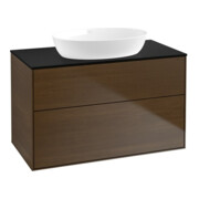 V&B Finion Meuble sous lavabo Éclairage mural 100x60,3 cm, placage noyer bleu m-1