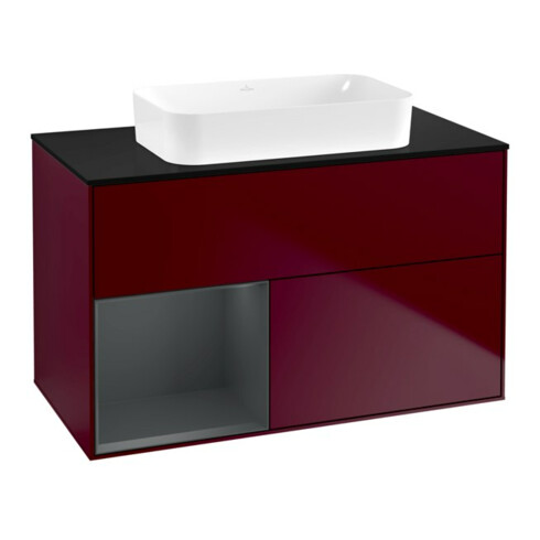 V&B Finion Meuble sous lavabo Éclairage mural 100x60,3 cm, placard gauche md bl. avec Lac, Peo m