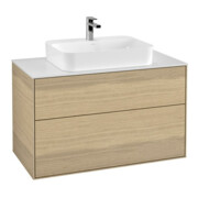 V&B Finion Meuble sous lavabo Éclairage mural 100x60,3 cm, Plaque d'abd. bl., Placage chêne