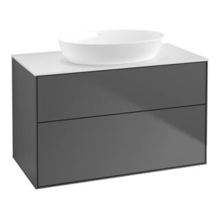 V&B Finion Meuble sous lavabo Éclairage mural 100x60,3 cm, plaque de fermeture blanche, anthracite mat