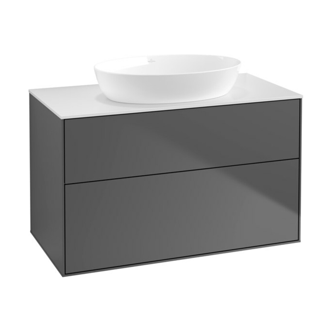 V&B Finion Meuble sous lavabo Éclairage mural 100x60,3 cm, plaque de fermeture blanche, anthracite mat