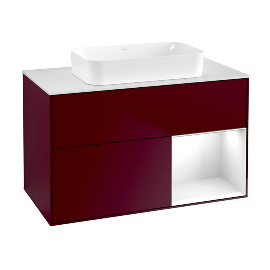 V&B Finion Meuble sous lavabo Éclairage mural 100x60,3 cm, Reg re glo wh. Lac, Peo m