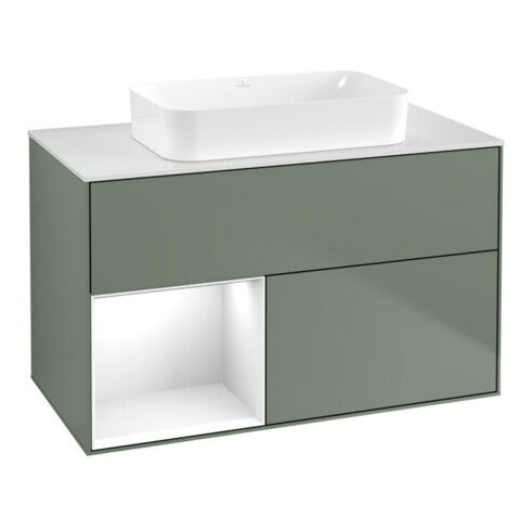 V&B Finion Meuble sous lavabo Éclairage mural 100x60,3 cm, Rg l g bl. Lac, Oli. m Lac