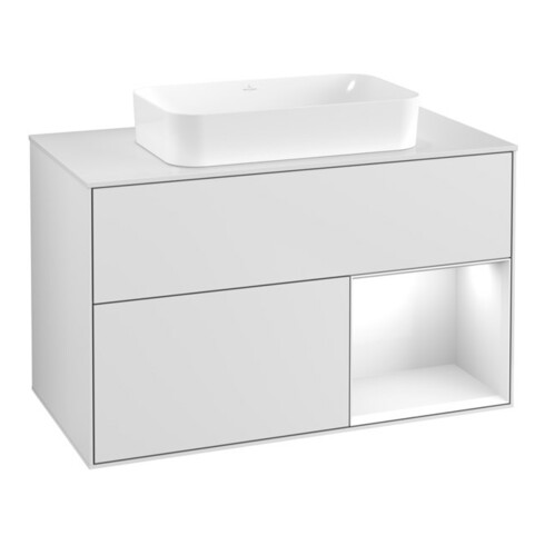 V&B Finion Meuble sous lavabo Éclairage mural 100x60,3 cm, Rg r glo wh. Lac, wh. m Lac