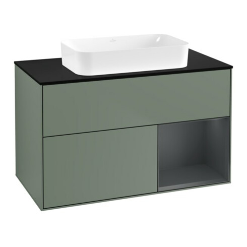 V&B Finion Meuble sous lavabo Éclairage mural 100x60,3 cm, Rg r md b m Lac, Oli. m Lac