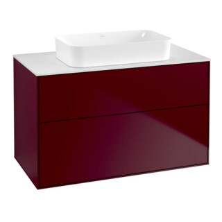 V&B Finion Meuble sous lavabo Éclairage mural 100x60,3x50,1mm, blanc brillant, Pivoine mat