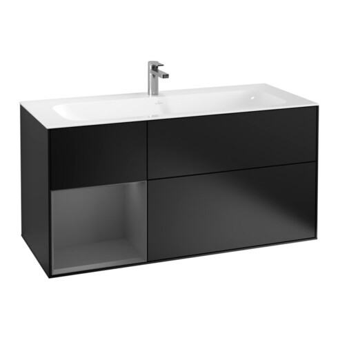 V&B Finion Meuble sous lavabo Éclairage mural 119,6x59,1 cm, anthracite mat, bleu mat laqué