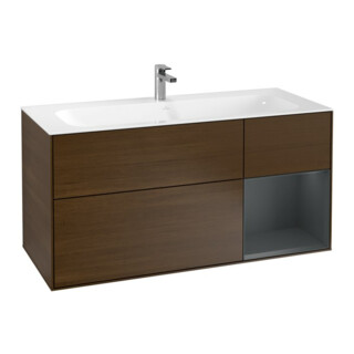 V&B Finion Meuble sous lavabo Éclairage mural 119,6x59,1 cm, Rg r md bl. m Lac, noyer veinée