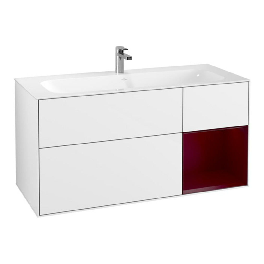 V&B Finion Meuble sous lavabo Éclairage mural 119,6x59,1cm, Reg re Peo, blanc brillant laqué