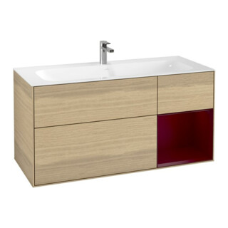 V&B Finion Meuble sous lavabo Éclairage mural 119,6x59,1cm, Reg re Peony, Placage chêne