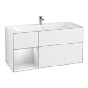 V&B Finion Meuble sous lavabo Éclairage mural 119,6x59,1cm, Rg l w m Lac, glo wh. Lac
