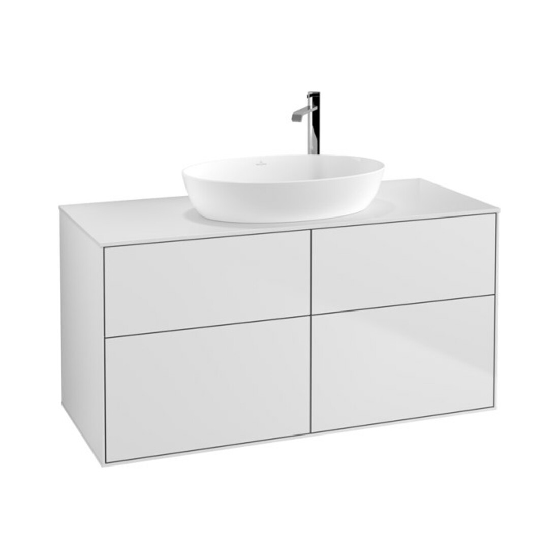 V&B Finion Meuble sous lavabo Éclairage mural 120x60,3 cm, plaque couv. blanc mat, blanc mat Lac