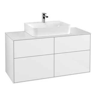 V&B Finion Meuble sous lavabo Éclairage mural 120x60,3cm, Plaque abd. bl. m, laq. bl. gloss