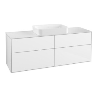 V&B Finion Meuble sous lavabo Éclairage mural 160x60,3x50,1 cm, blanc brillant, laqué blanc brillant