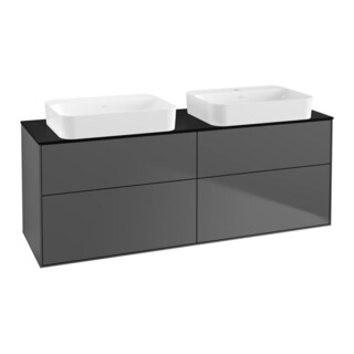 V&B Finion Meuble sous lavabo Éclairage mural 160x60,3x50,1 cm, bleu brillant, anthracite mat