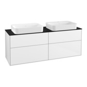 V&B Finion Meuble sous lavabo Éclairage mural 160x60,3x50,1 cm, bleu brillant, blanc brillant, laqué