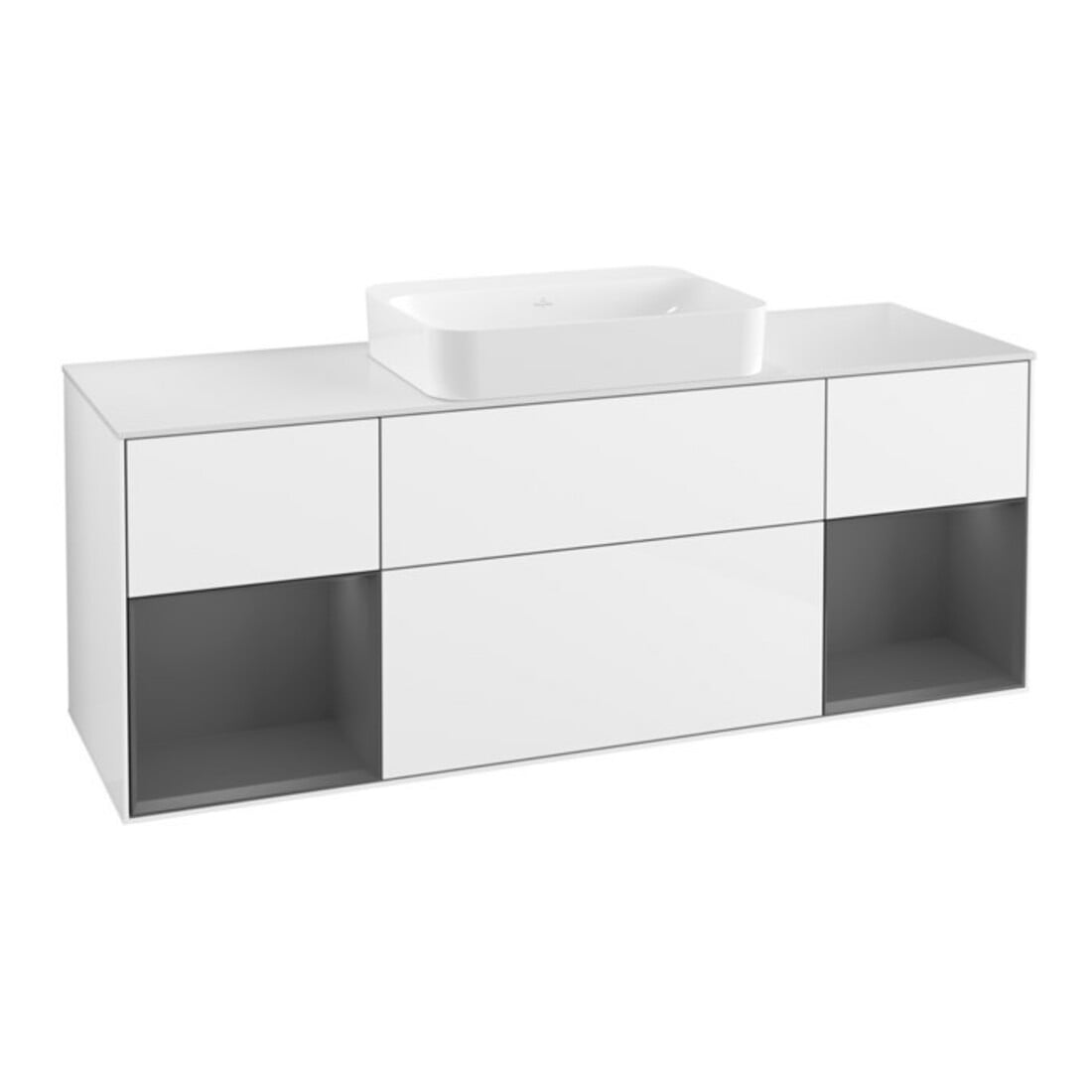 V&B Finion Meuble sous lavabo Éclairage mural 160x60,3x50,1 cm, Rg A m Lac, blanc brillant Lac