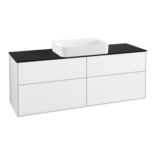 V&B Finion Meuble sous lavabo Éclairage mural 160x60,3x50,1cm, bleu mat, blanc brillant Lac