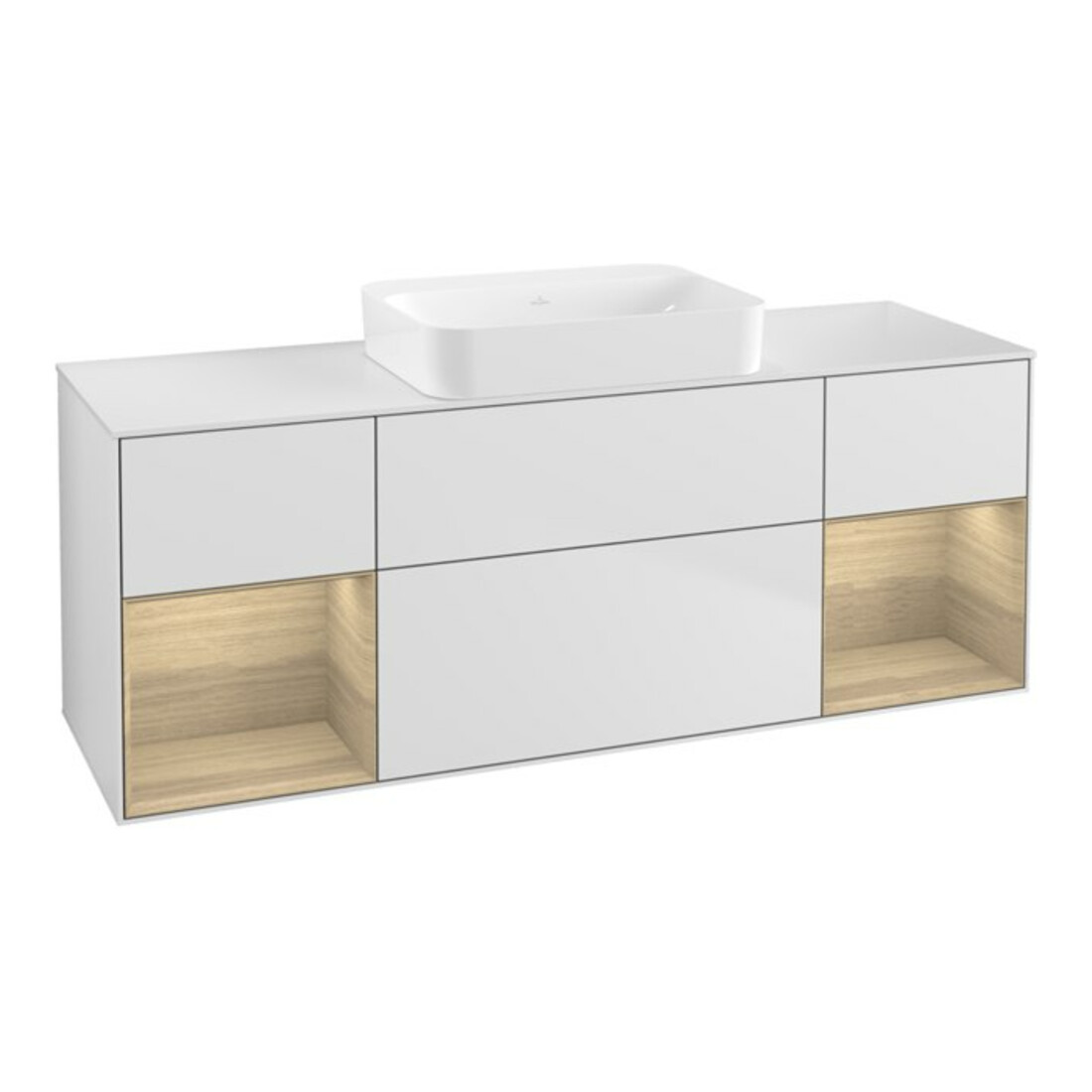 V&B Finion Meuble sous lavabo Éclairage mural 160x60,3x50,1cm, Reg Oa ven, blanc avec laque