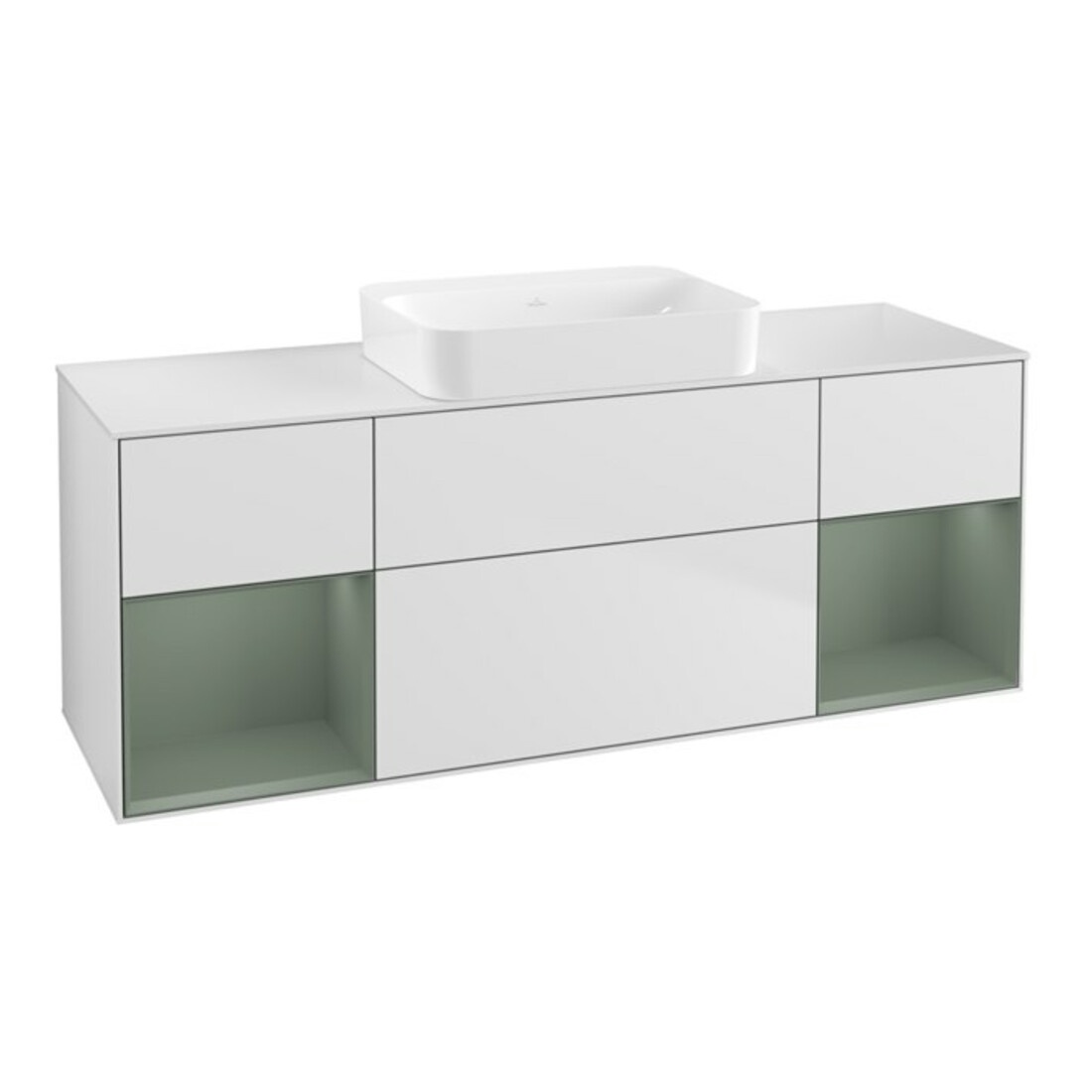 V&B Finion Meuble sous lavabo Éclairage mural 160x60,3x50,1cm, Rg Ol m Lac, blanc m Lac