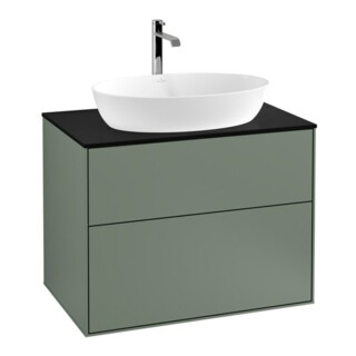 V&B Finion Meuble sous lavabo Éclairage mural 80x60,3 cm, panneau abd. bleu m, huile m laque