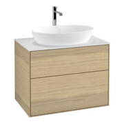 V&B Finion Meuble sous lavabo Éclairage mural 80x60,3 cm, Pl. abd. blanc mat, Placage chêne