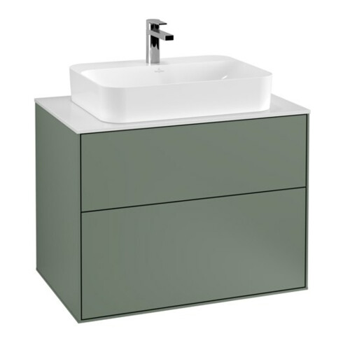 V&B Finion Meuble sous lavabo Éclairage mural 80x60,3 cm, plaque de fixation blanche, huile avec laque