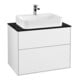 V&B Finion Meuble sous lavabo Éclairage mural 80x60,3cm, plaque abattante bleue, blanc brillant Lac-1