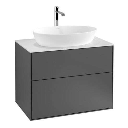 V&B Finion Meuble sous lavabo Éclairage mural 80x60,3cm, plaque abd. bl. m, anthracite mat