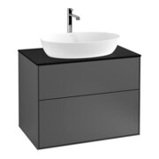 V&B Finion Meuble sous lavabo Éclairage mural 80x60,3cm, plaque abd. bleu, anthracite mat-1