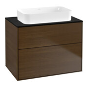 V&B Finion Meuble sous lavabo Éclairage mural 80x60,3x50,1 mm, laque bleue, placage noyer