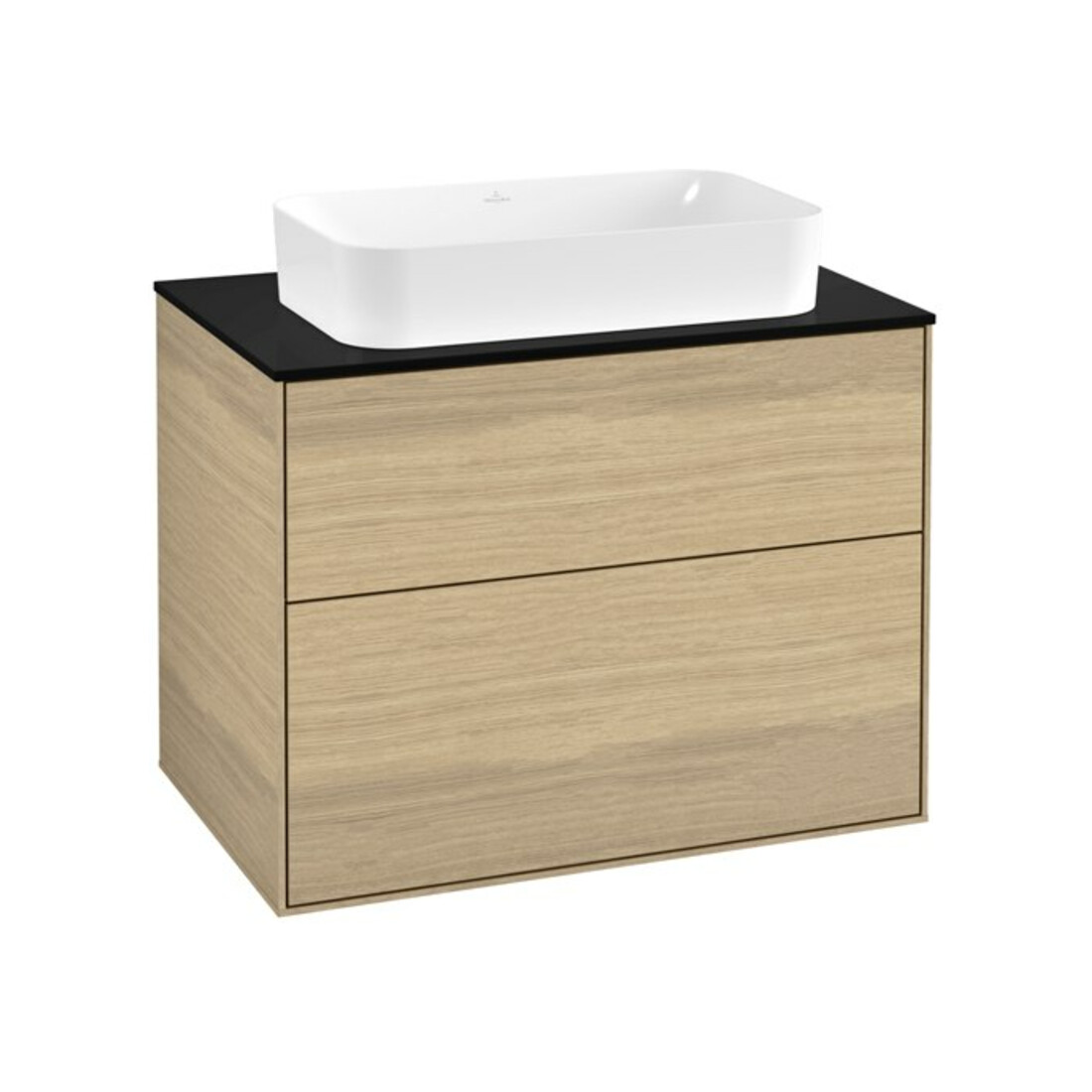 V&B Finion Meuble sous lavabo Éclairage mural 80x60,3x50,1mm, Chêne placage, bleu mat