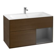 V&B Finion Meuble sous lavabo Éclairage mural 99,6x59,1 cm, anthracite, bois de noyer