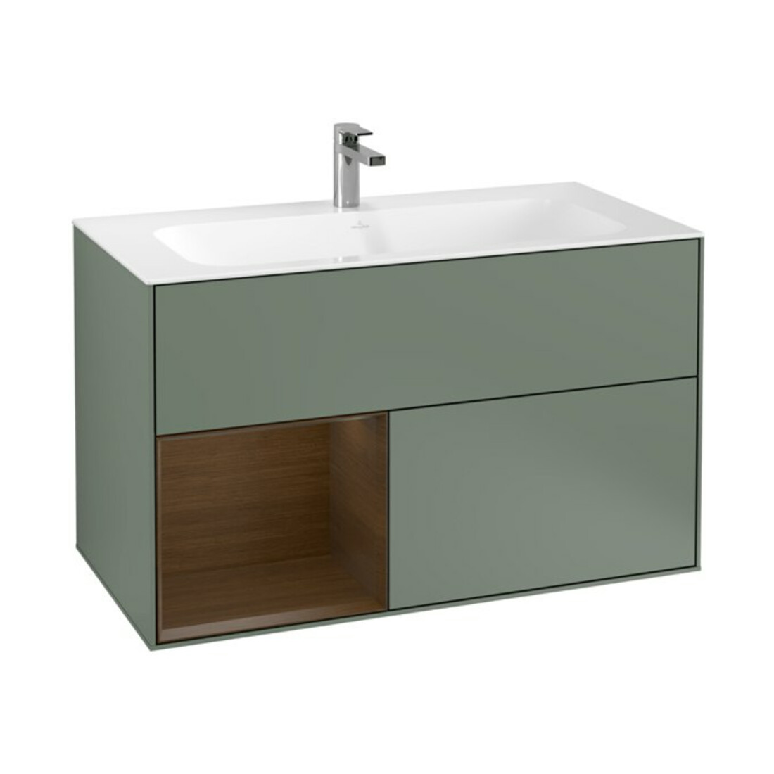 V&B Finion Meuble sous-lavabo Éclairage mural 99,6x59,1 cm, étagère gauche, huile mat laqué