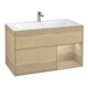 V&B Finion Meuble sous lavabo Éclairage mural 99,6x59,1 cm, placage chêne, droite-1