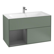 V&B Finion Meuble sous lavabo Éclairage mural 99,6x59,1cm, Anthracite, Olive mat laqué-1